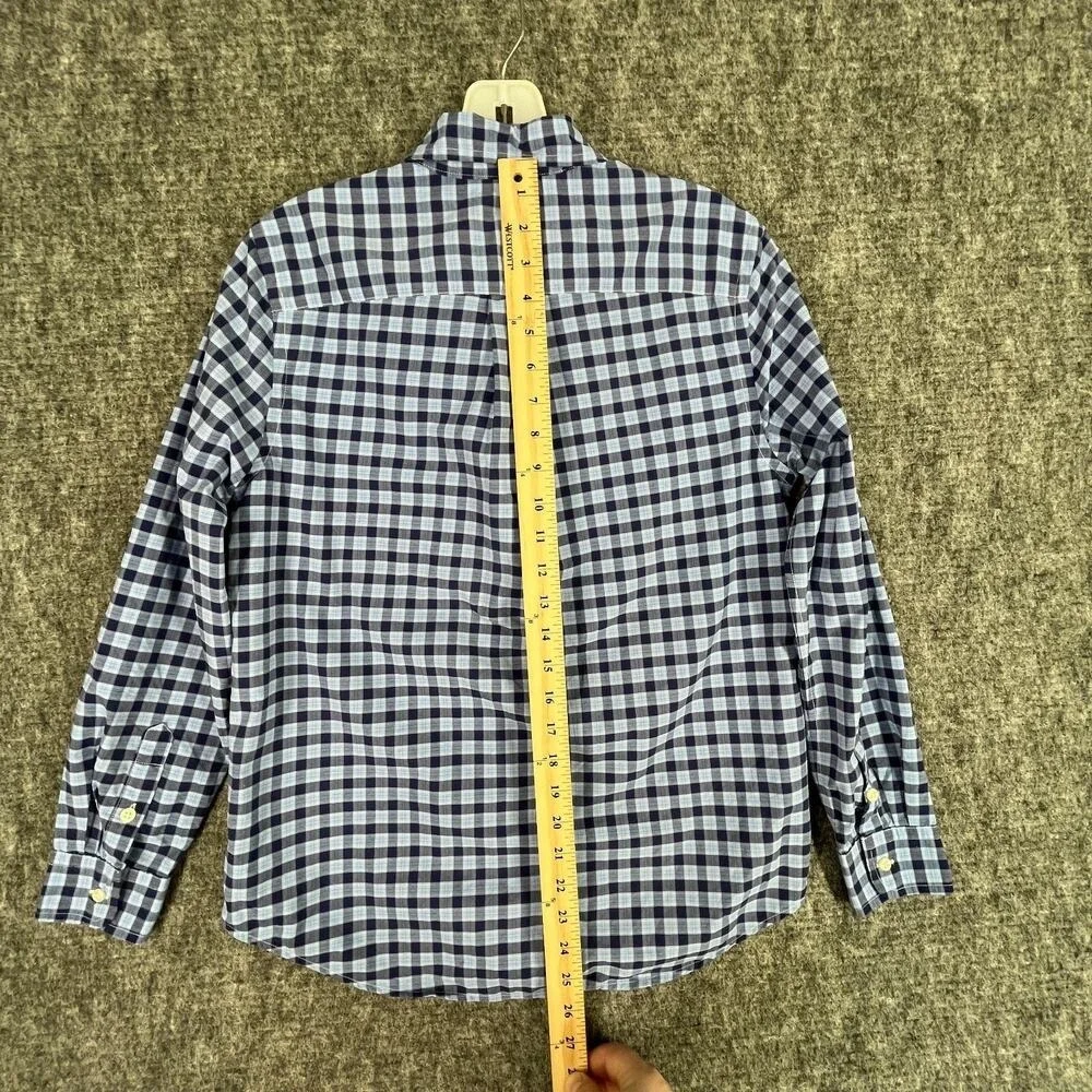 Ralph Lauren Boys Performance Dress Shirt L 14/16 Blue‎ Plaid Pony Formal School